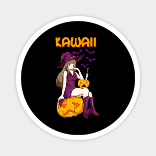 Kawaii Girl Halloween Anime Witch Waifu Magnet